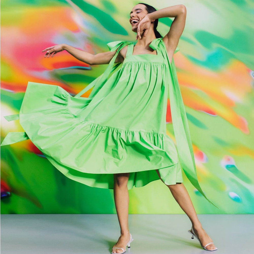 Christopher John Rogers x Target Green Tiered Tie Strap Maxi Dress Sz. XS